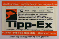 Tipp-ex correctie blaadjes voor iedere schrijfmachine geschikt. Tipp-ex correctie blaadjes voor iedere schrijfmachine geschikt.