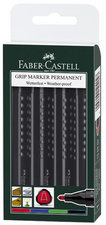Marker Faber Castell GRIP permanent ronde punt etui a 4 stuks 150404